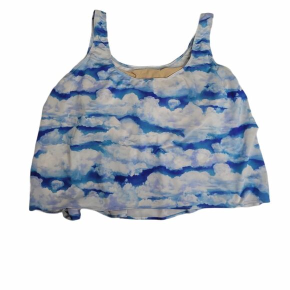Y2K/90s VINTAGE cloud print top side tie bikini tankini plus size 2X - Picture 3 of 9
